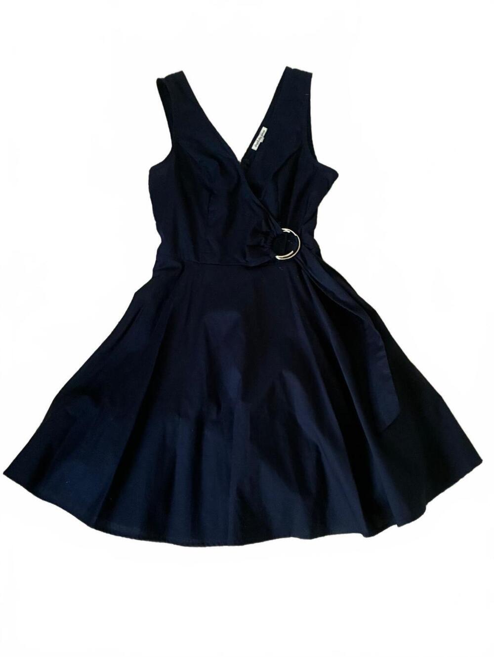 Sleeveless Fit & Flare Mini Dress - Navy - Size xs
